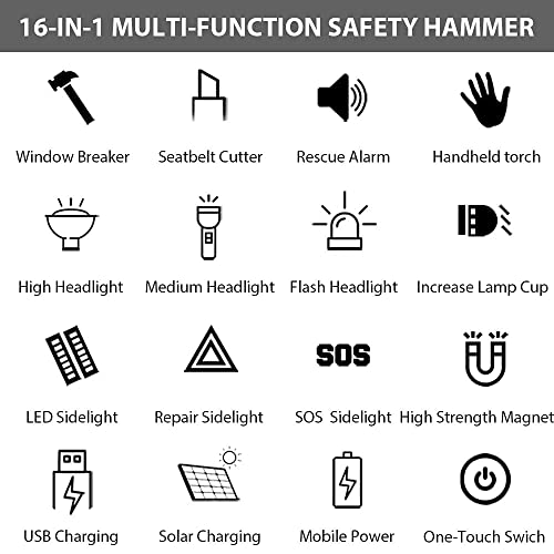 Safety Car Tool Hammer & Flashlight