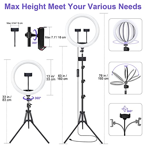 Selfie Ring Light with 63" Tripod Stand