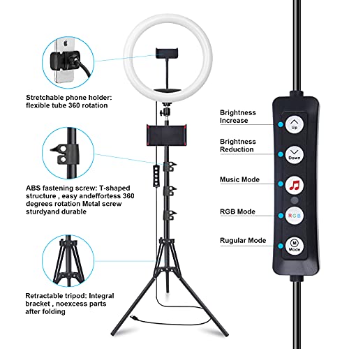 Selfie Ring Light with 63" Tripod Stand