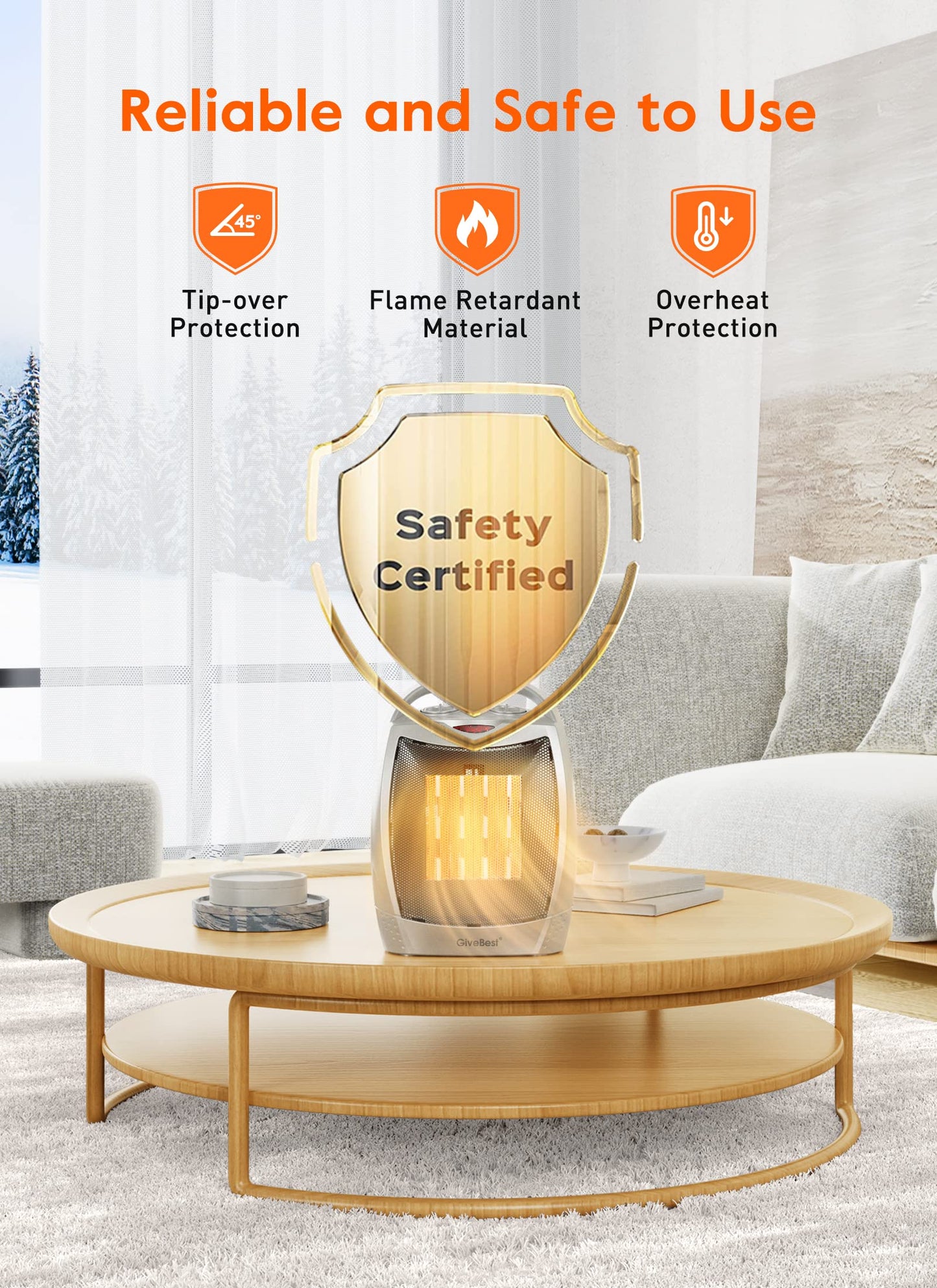 Portable Electric Space Heater with Thermostat