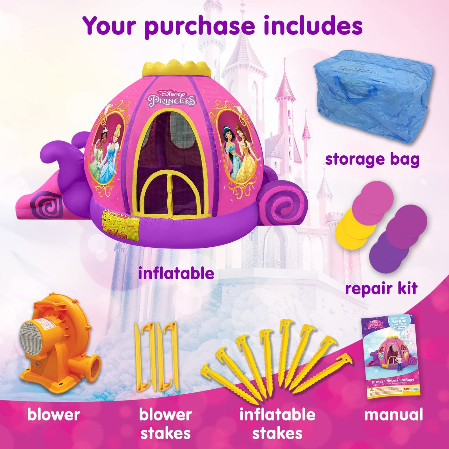 Princess Inflatable Pink Bounce House