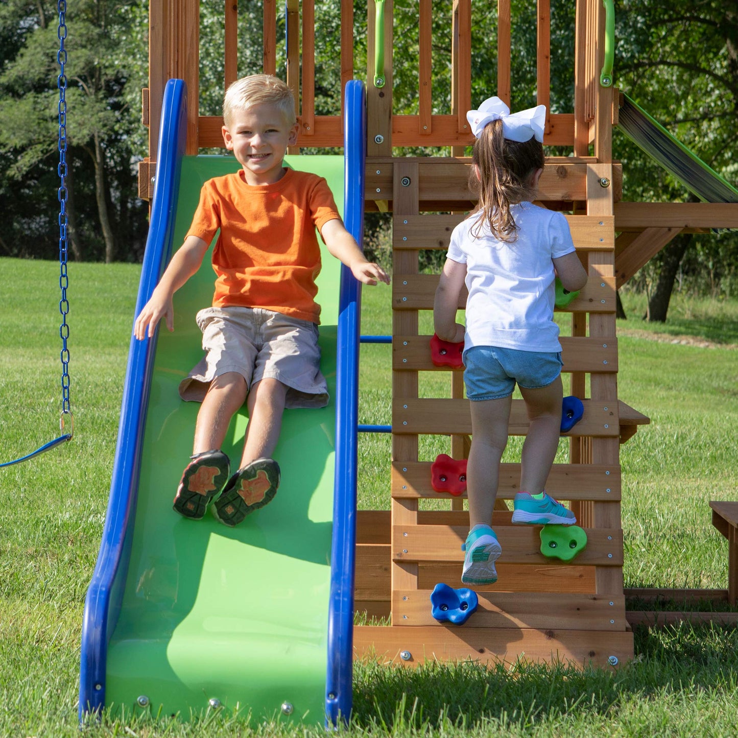 Beach Front Wooden Swing Set