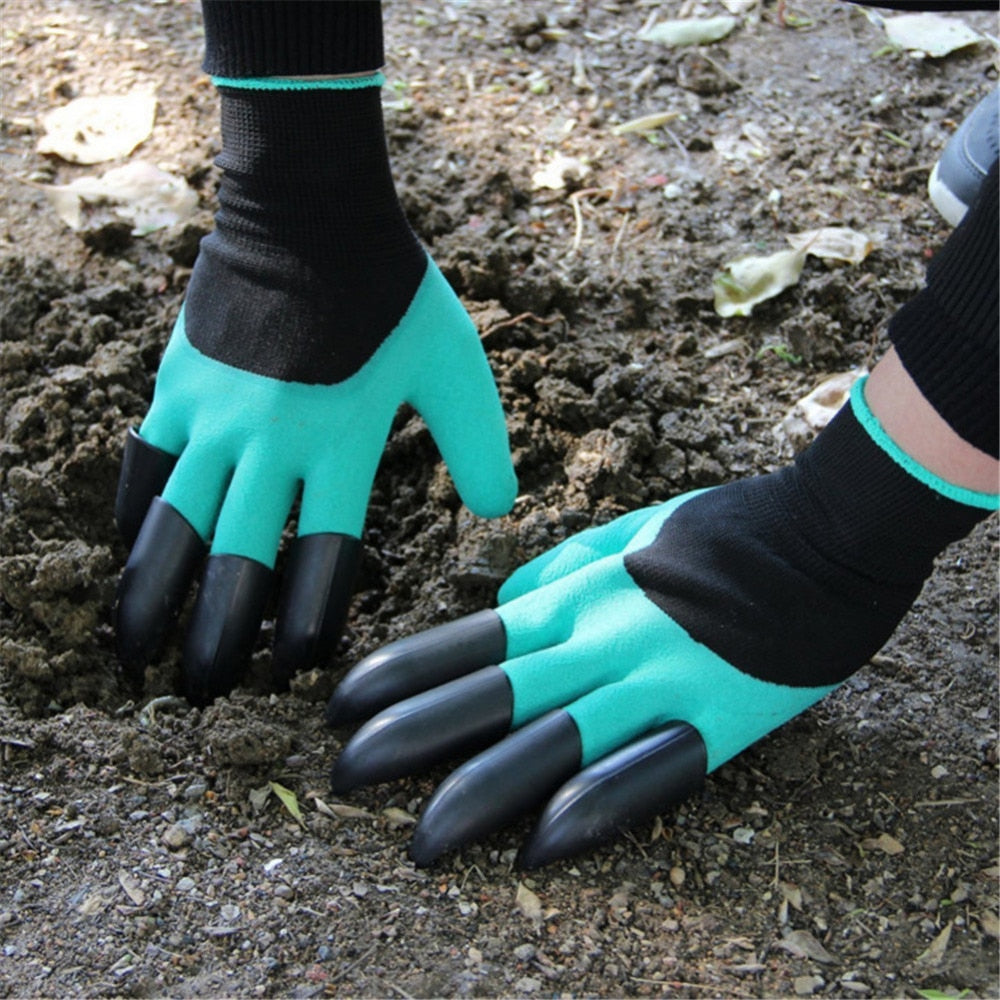 Rubber+Polyester Safety Gardening Gloves Builders Grip Gardening Dig Planting Gloves Mittens Garden Gloves With 4 Plastic Claws - Spoiled Store