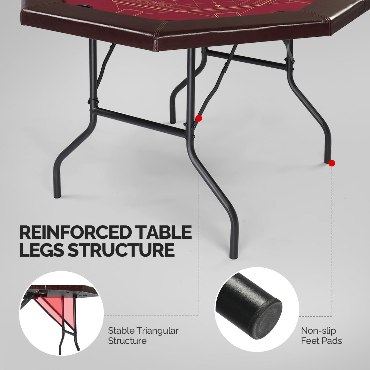 8 Player Poker Foldable Table