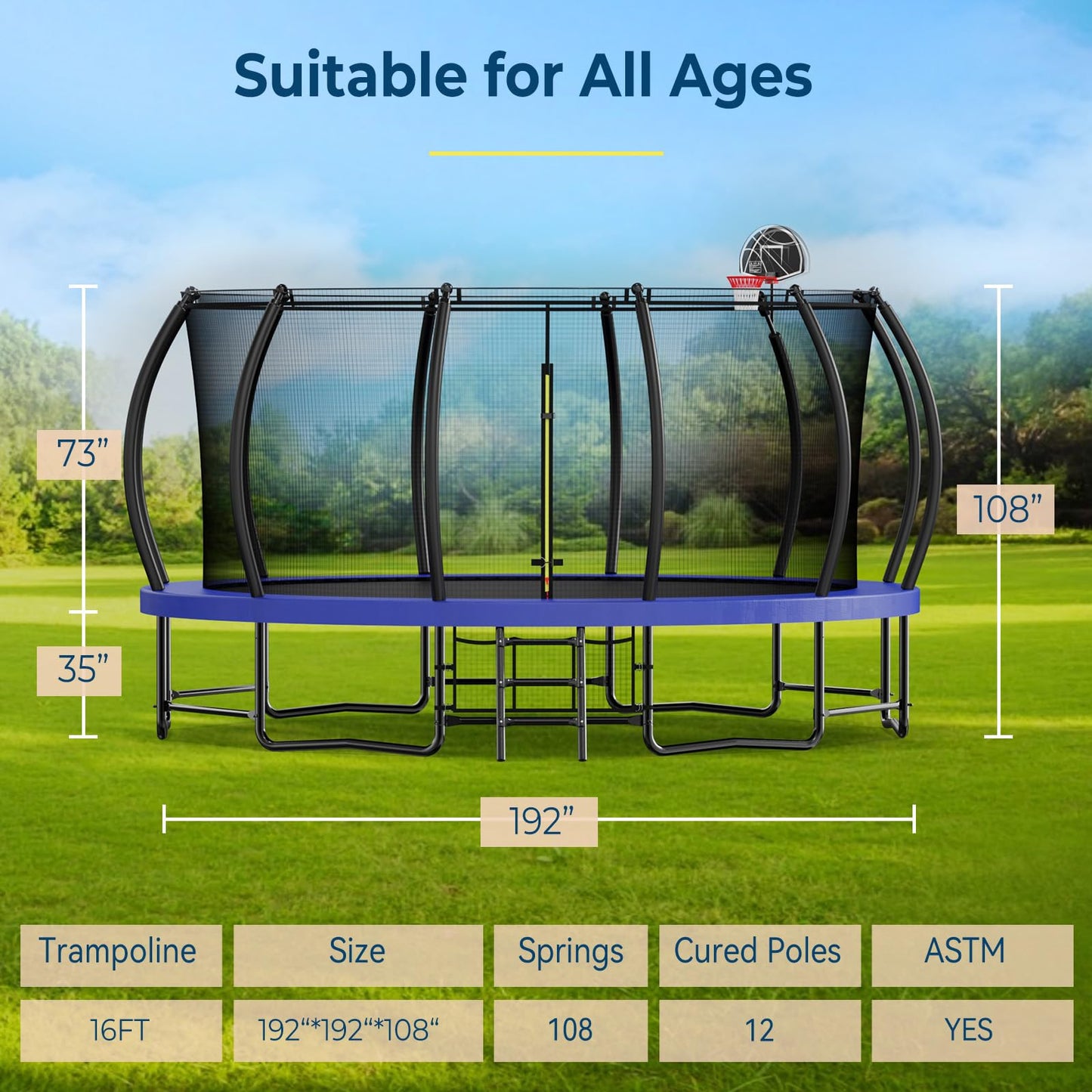 Trampoline for Kids & Adults