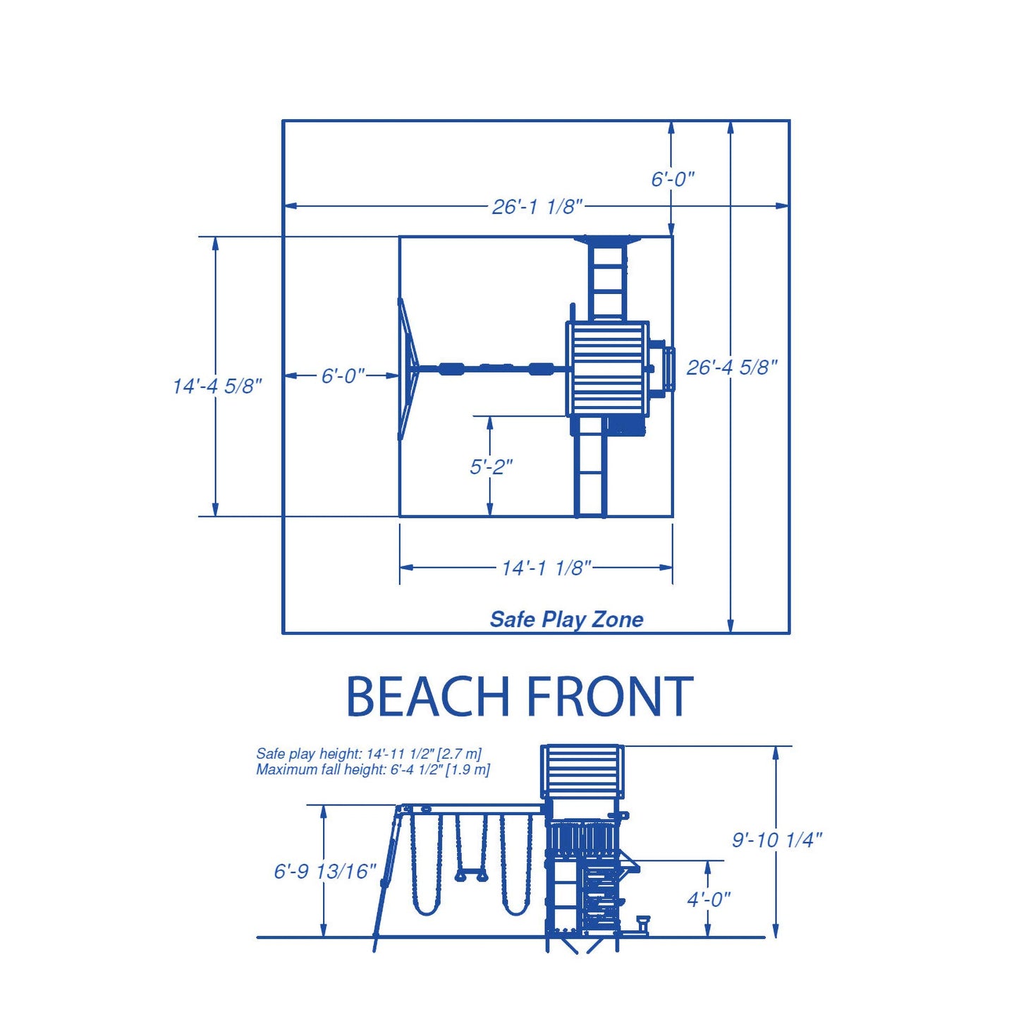 Beach Front Wooden Swing Set