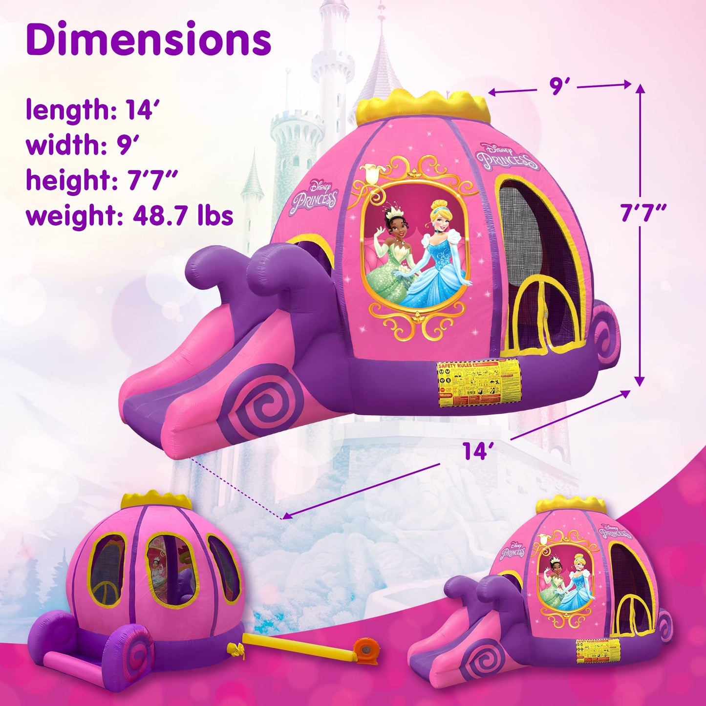 Princess Inflatable Pink Bounce House