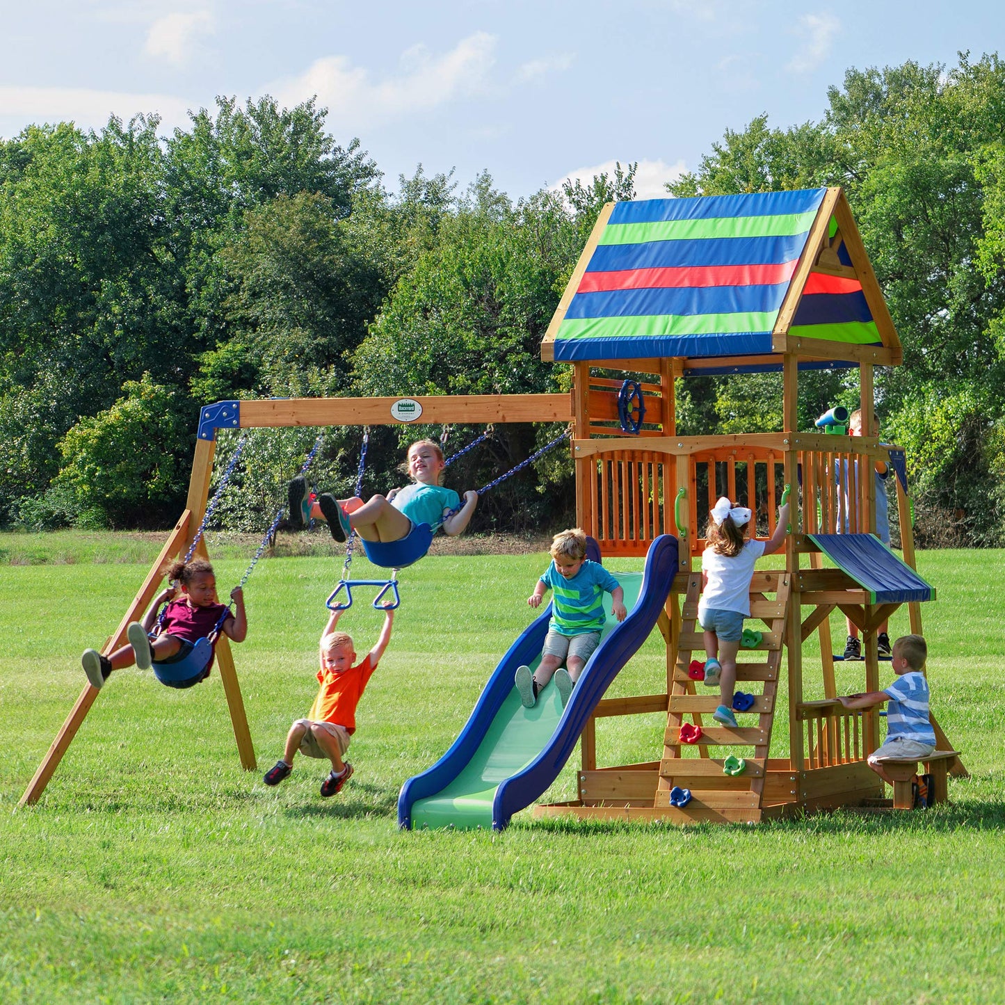 Beach Front Wooden Swing Set